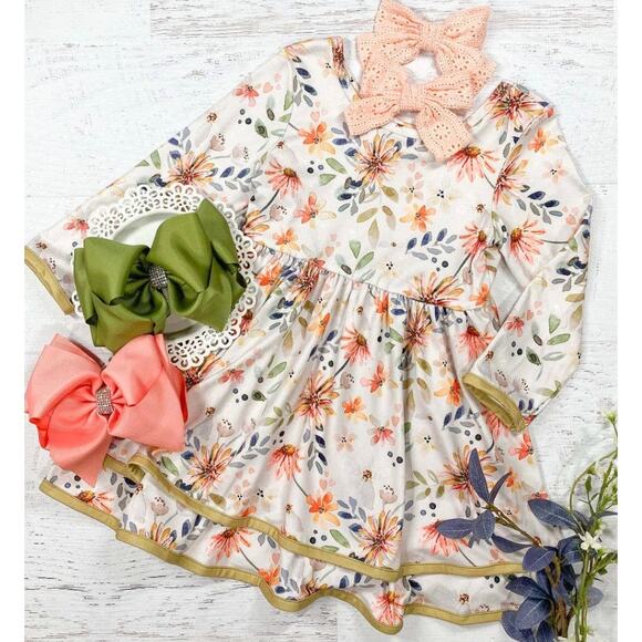NWOT The Hair Bow Company Wildflowers Twirl Dress – White/Floral – Toddler 2T - Picture 2 of 6
